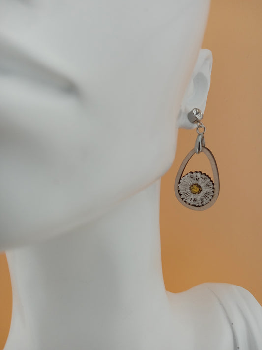 Teardrop daisy earrings (small) with diamond stud connector