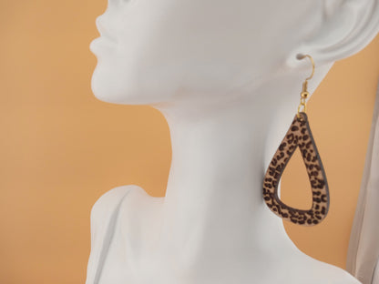 Leopard print teardrop earrings