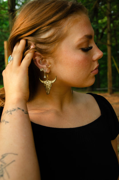 Longhorn skull earrings
